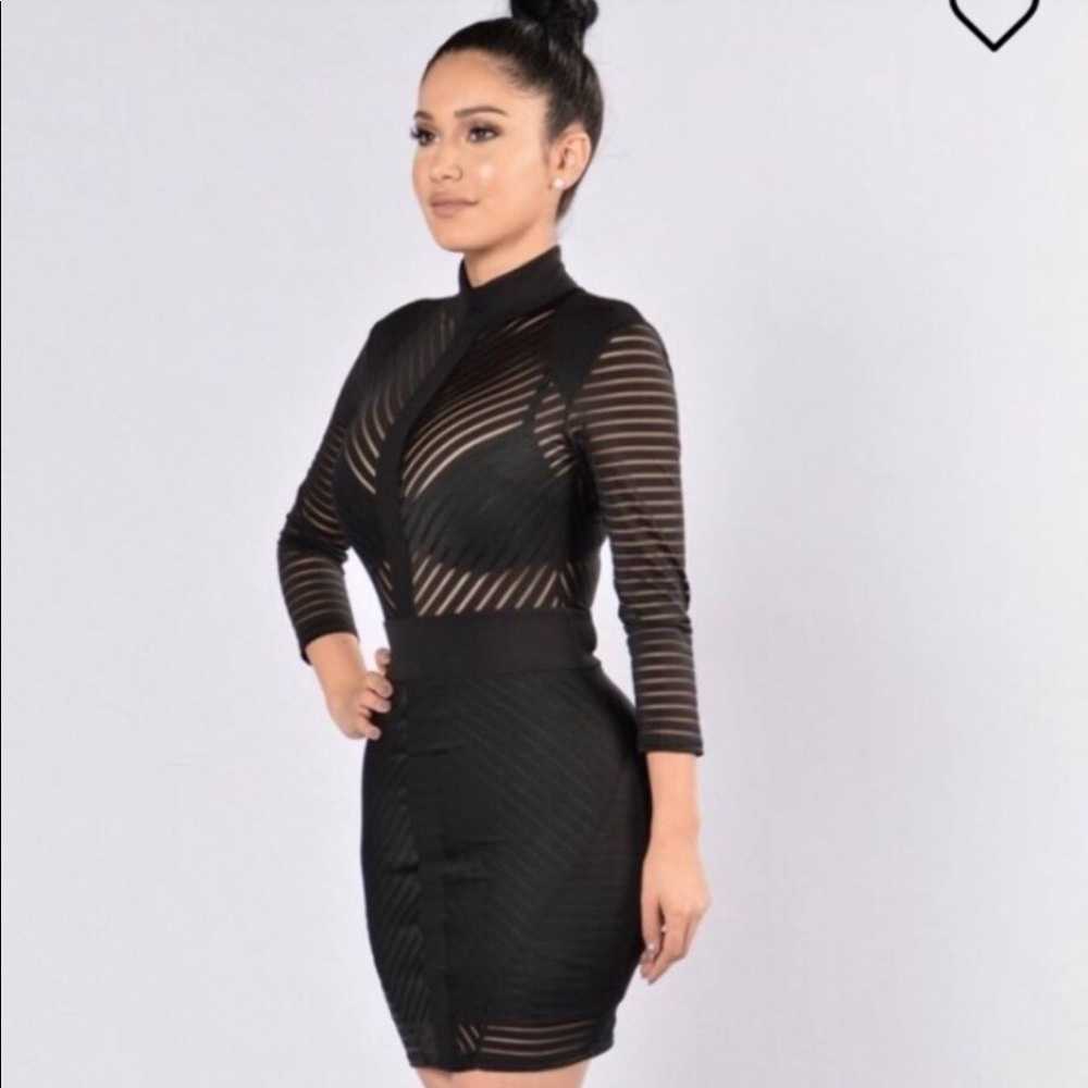 Fashion Nova Black Bodycon Mini Dress Mock Neck